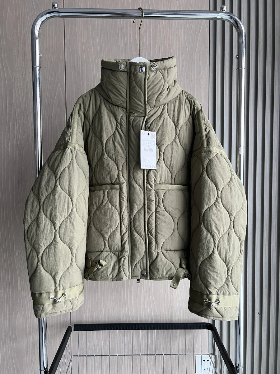 Quilted Coat Drawstring High-Collar Cotton Jacket™