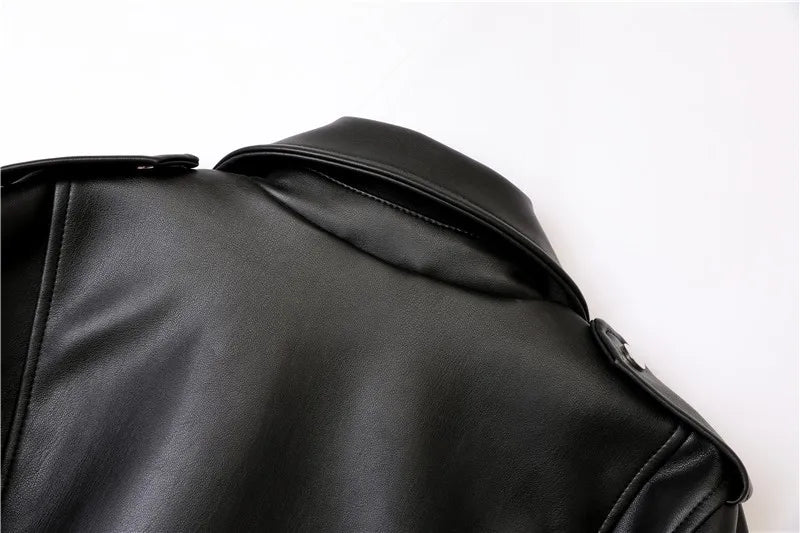 2024 Detachable Epaulettes Leather Winter Motorcycle Ladies Jacket™