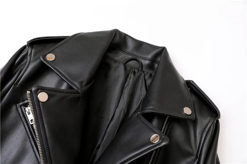 2024 Detachable Epaulettes Leather Winter Motorcycle Ladies Jacket™